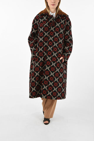 Wool Logo Embroidered Chesterfield Coat