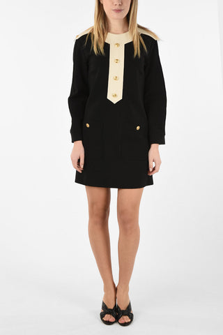 Mini Dress with Golden buttons and contrasting collar