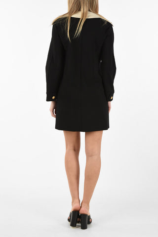 Mini Dress with Golden buttons and contrasting collar