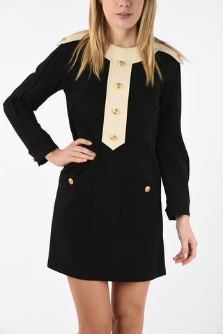 Mini Dress with Golden buttons and contrasting collar