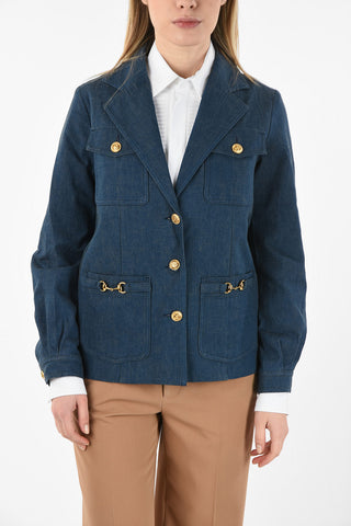 Denim Blazer with Golden Buttons