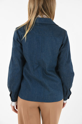 Denim Blazer with Golden Buttons