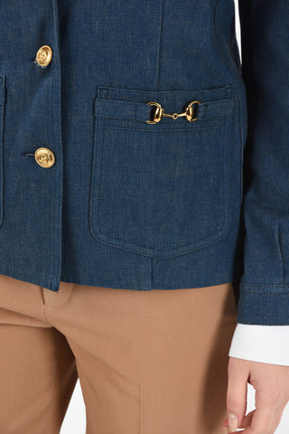 Denim Blazer with Golden Buttons