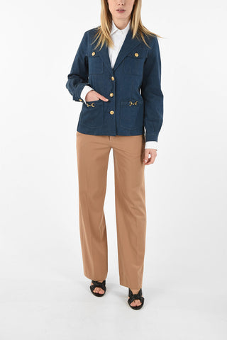 Denim Blazer with Golden Buttons