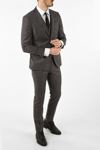 side vents houndstooth drop 7R 3 piece waistcoat ACADEMY suit
