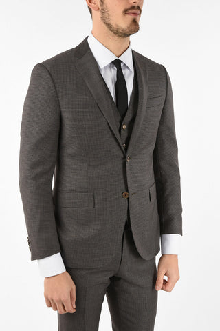 side vents houndstooth drop 7R 3 piece waistcoat ACADEMY suit
