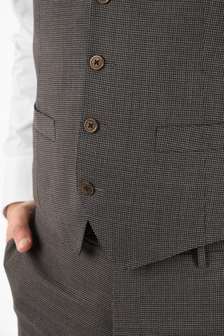 side vents houndstooth drop 7R 3 piece waistcoat ACADEMY suit