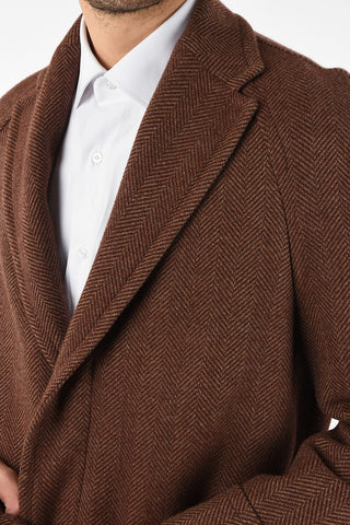 plain herringbone chesterfield coat with Belt