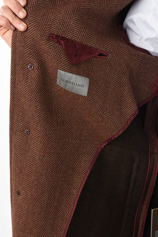 plain herringbone chesterfield coat with Belt