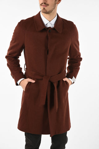 cashmere balmacaan coat with belt