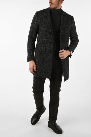 plain herringbone 3-button chesterfield coat