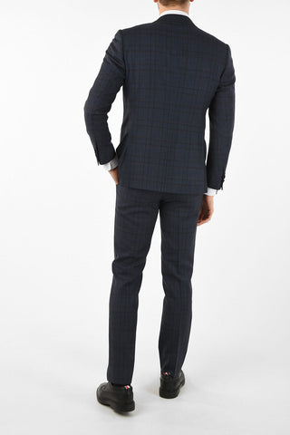 side vents notch lapel check drop 7R 3 piece waistcoat LEADER suit