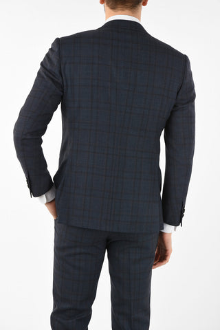side vents notch lapel check drop 7R 3 piece waistcoat LEADER suit