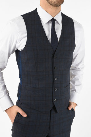 side vents notch lapel check drop 7R 3 piece waistcoat LEADER suit