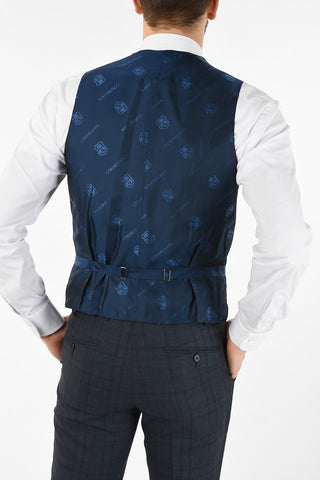 side vents notch lapel check drop 7R 3 piece waistcoat LEADER suit