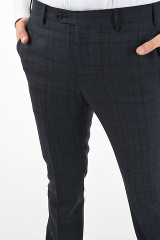 side vents notch lapel check drop 7R 3 piece waistcoat LEADER suit