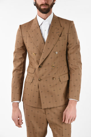 Wool Pinstriped Double Breasted Blazer