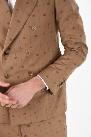 Wool Pinstriped Double Breasted Blazer