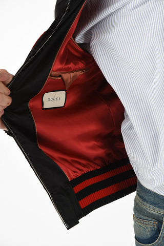 Embroidered FAKE SPIRITISMO Bomber with Rhinestone