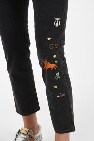 17cm Embroidered Slim Fit Capri Jeans