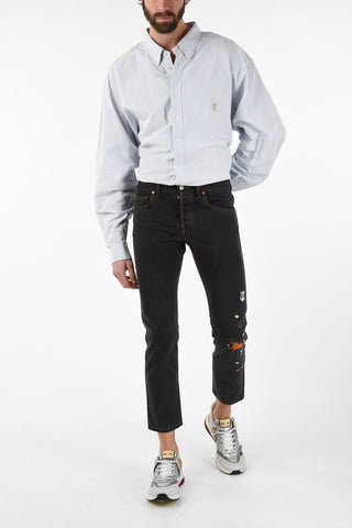 17cm Embroidered Slim Fit Capri Jeans