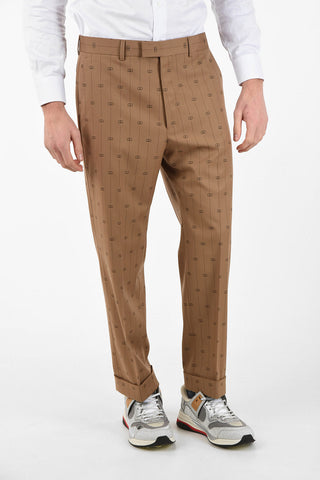 Logo Embroiderd Pinstriped Pant
