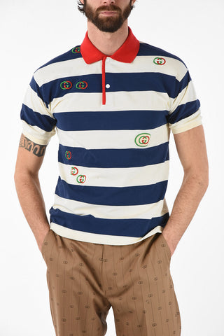 Logo Embroidered Striped Polo