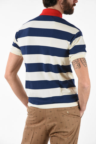 Logo Embroidered Striped Polo