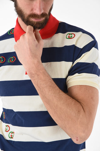 Logo Embroidered Striped Polo