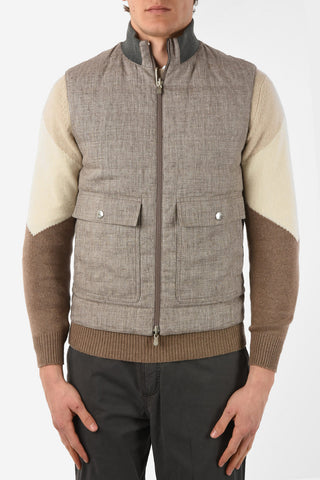 Reversible Sleeveless Down Jacket with Zip Closure