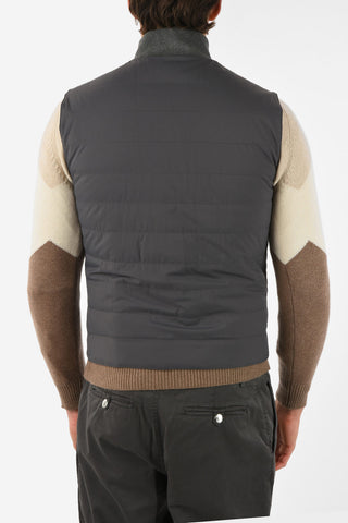 Reversible Sleeveless Down Jacket with Zip Closure