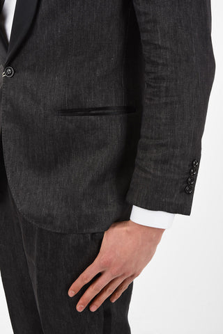Completo Smoking in Lino con Tasche a Filo