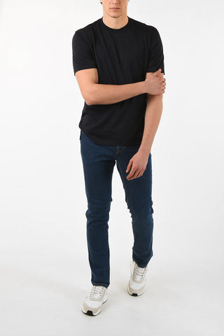 EZ LUX Sailk and Cotton Crew-Neck T-Shirt