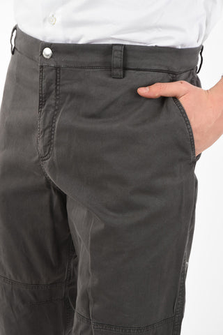 Stretch Cotton Pants with Ankle Zip