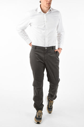 Pantaloni in Cotone Stretch Con Zip alla Caviglia