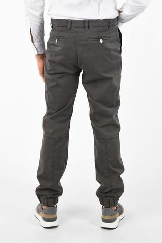 Stretch Cotton Pants with Ankle Zip