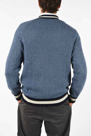 Maglia Girocollo con Profili a Contrasto