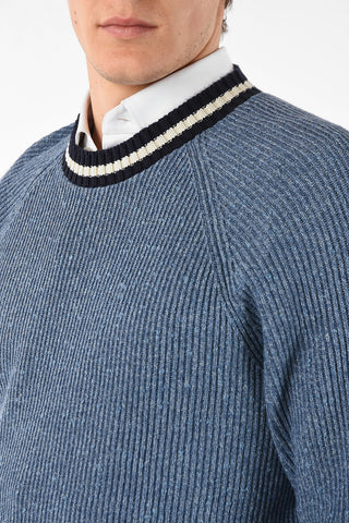 Maglia Girocollo con Profili a Contrasto