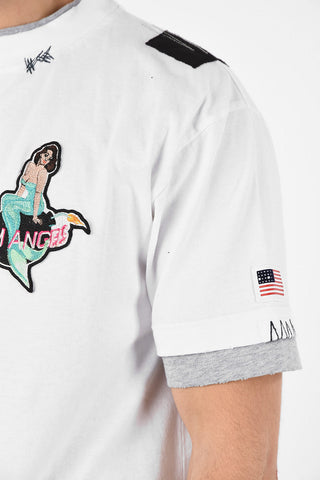 Cotton Embroidered PATCHED Double Layered T-Shirt with Print