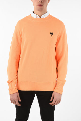 Virgin Wool PXP FLUO Crew Neck Sweater with Embroidered Detail