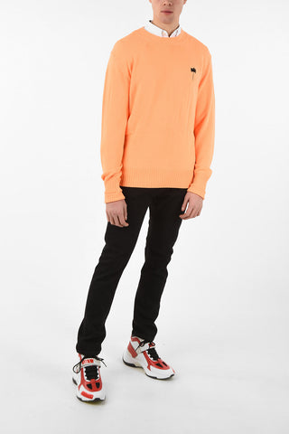 Virgin Wool PXP FLUO Crew Neck Sweater with Embroidered Detail