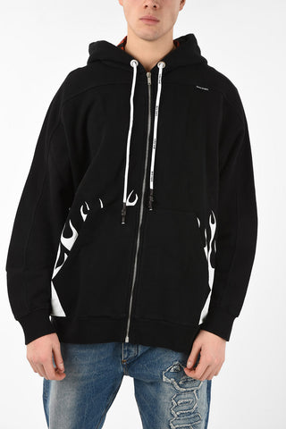 Printed Cotton Oversized BURNING LOGO Sweatshirt with Zip Closure