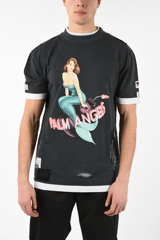 Cotton Embroidered MERMAID Double Layered T-Shirt with Print