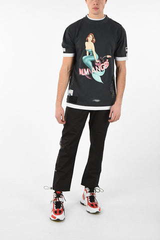 Cotton Embroidered MERMAID Double Layered T-Shirt with Print