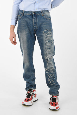 Acid Washed Regular Fit Jeans with Embroidered Logo 19 cm