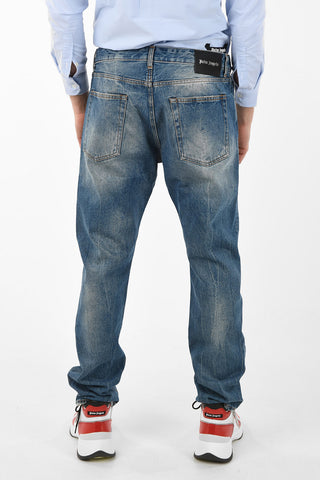 Acid Washed Regular Fit Jeans with Embroidered Logo 19 cm