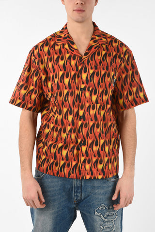 Camicia BURNING BOWLING in Cotone Stampato con Bottoni a Pressione 