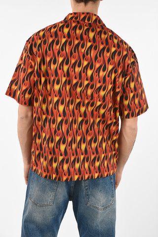 Camicia BURNING BOWLING in Cotone Stampato con Bottoni a Pressione 