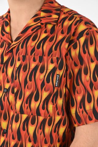 Camicia BURNING BOWLING in Cotone Stampato con Bottoni a Pressione 