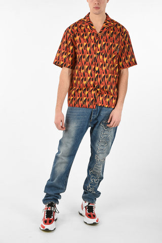 Camicia BURNING BOWLING in Cotone Stampato con Bottoni a Pressione 